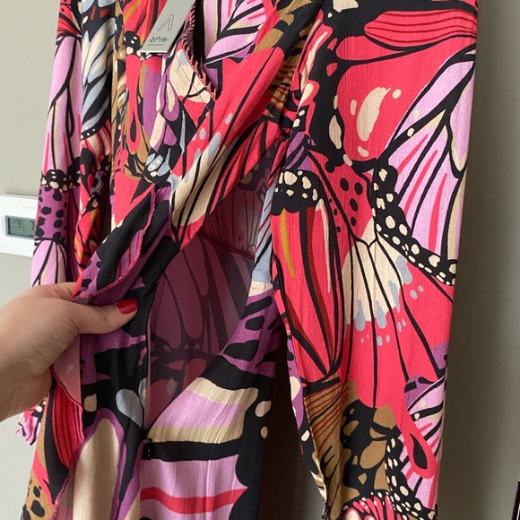 NWT BL^NK LONDON X ANTHROPOLOGIE Butterfly Faux Wrap Midi Dress Size Small - Picture 10 of 12
